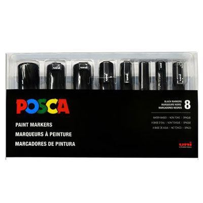 POSCA Acrylic Paint Marker 8pc Set - Black