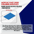 Acrylic Cast Sheets Gloss/Gloss Blue Dark 2050 - Size: .118''x18''x24''
