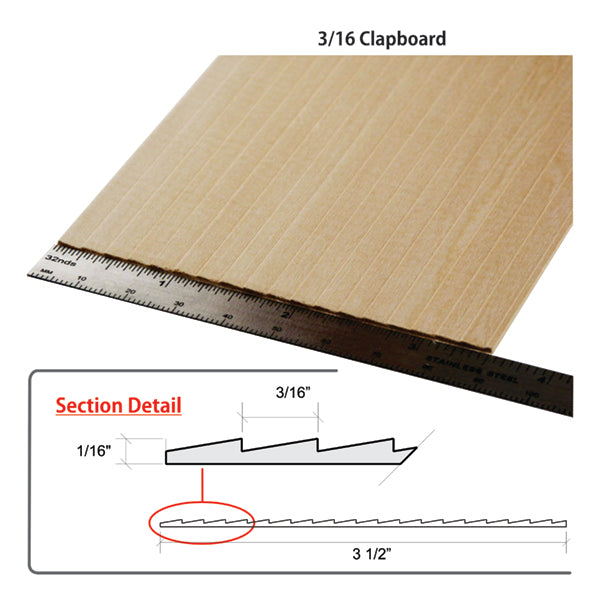 Basswood Clapboard - Size: Clapboard 3/16" - 2pk