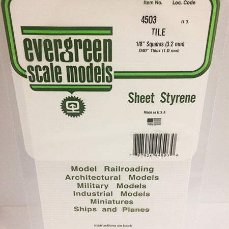 Evergreen Square Tile 6" x12" - Size: 1/8" Square Tile