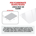 Polycarbonate Gloss/Gloss - Size: .030'' x 18'' x 24'' - Clear