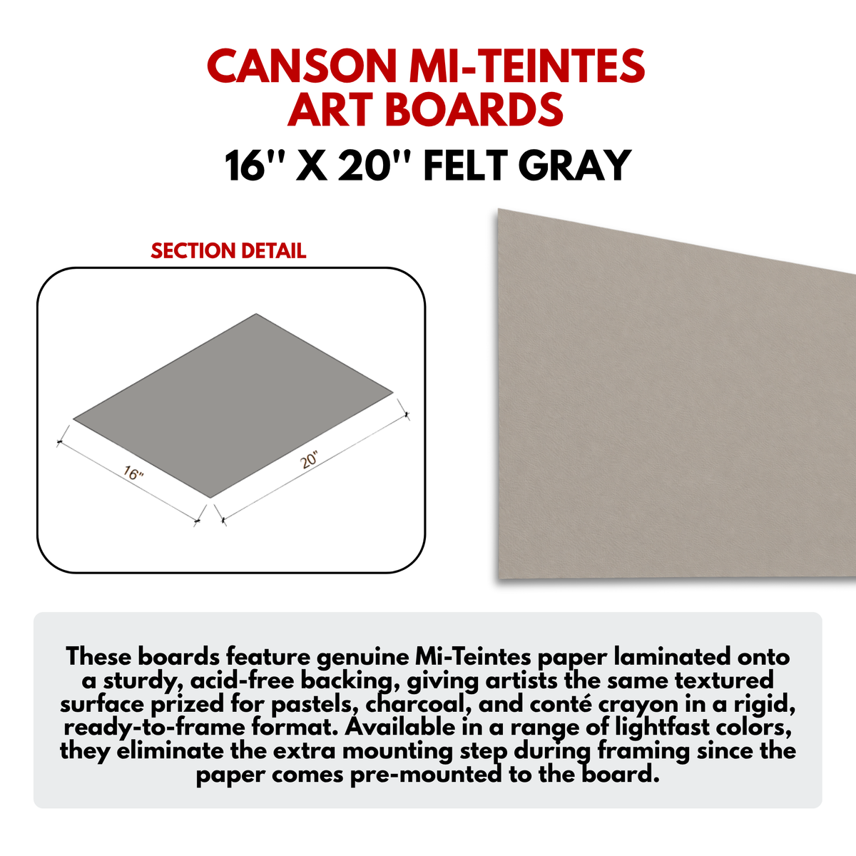 CANSON MI-TEINTES ART BOARDS - Color: FELT GRAY