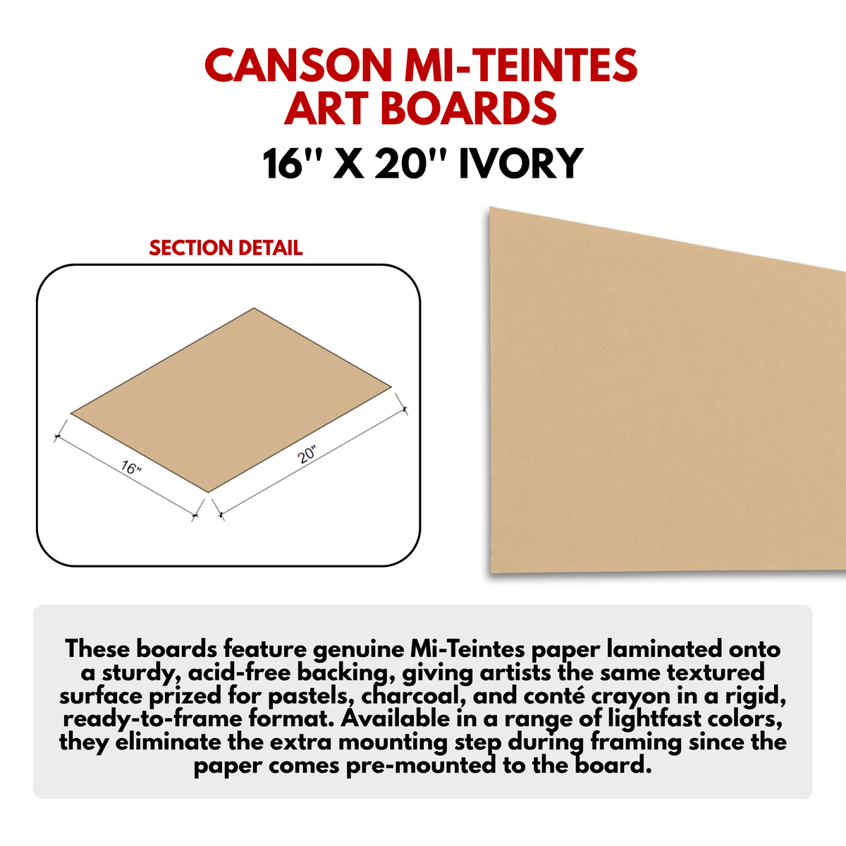 CANSON MI-TEINTES ART BOARDS - Color: IVORY