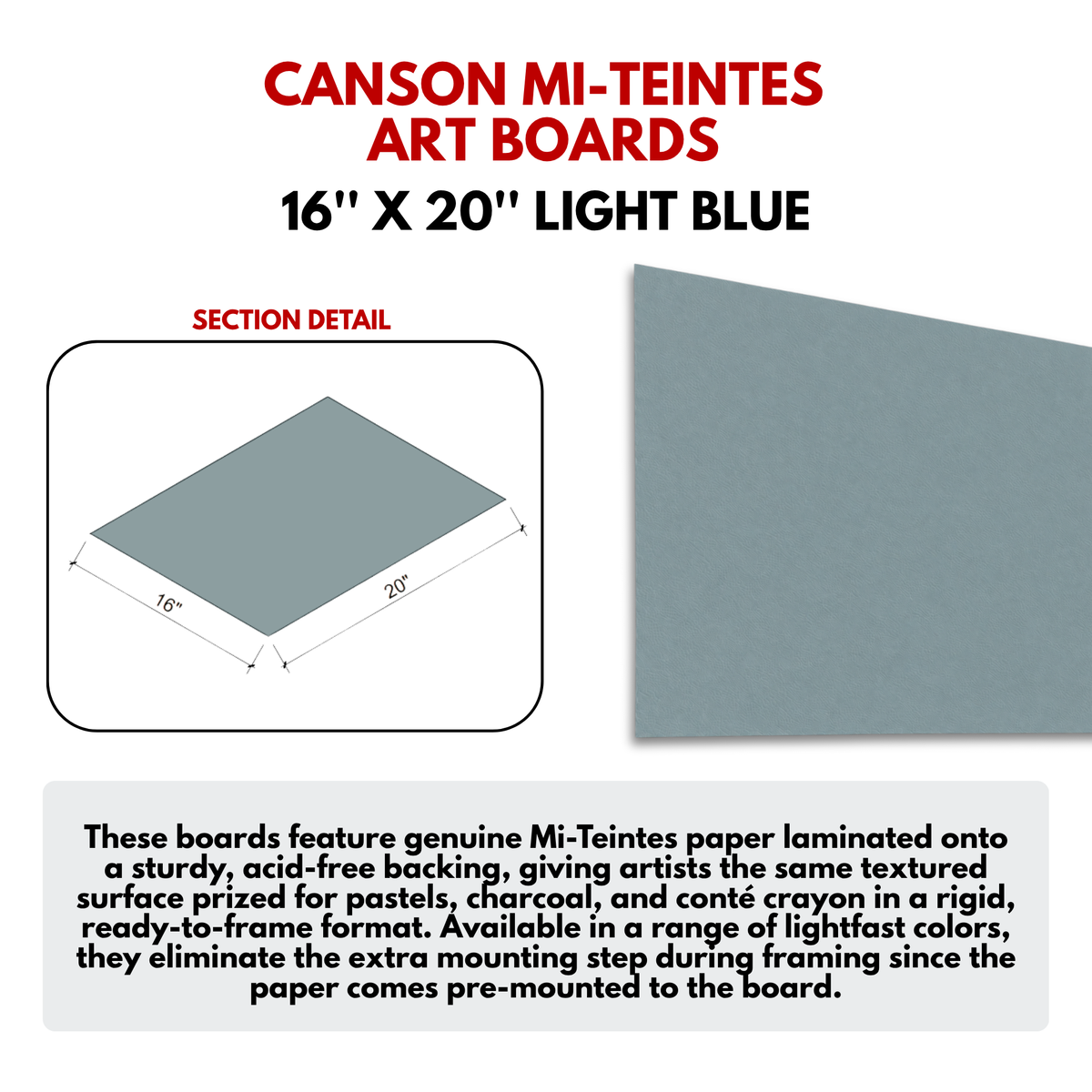 CANSON MI-TEINTES ART BOARDS - Color: LIGHT BLUE