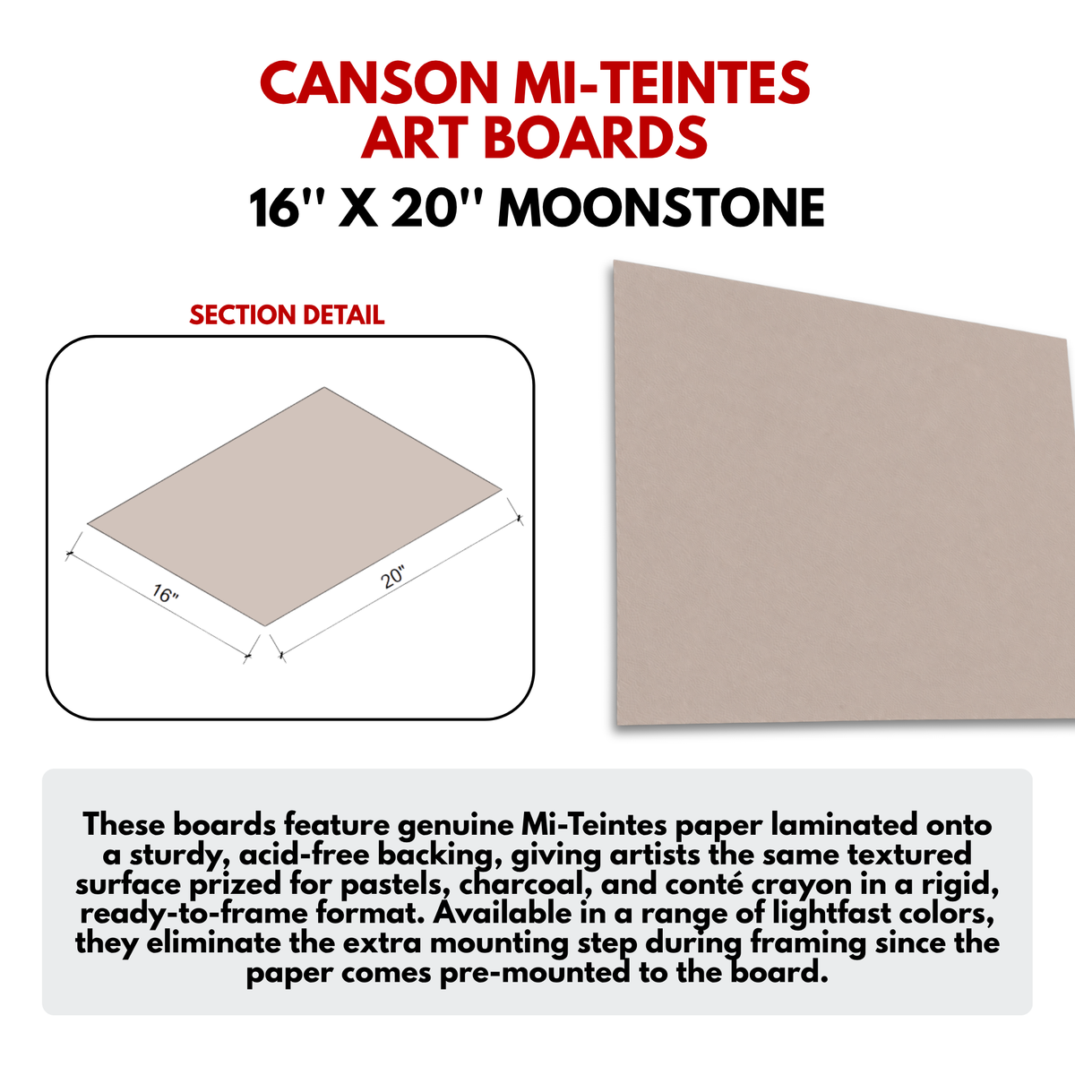 CANSON MI-TEINTES ART BOARDS - Color: MOONSTONE