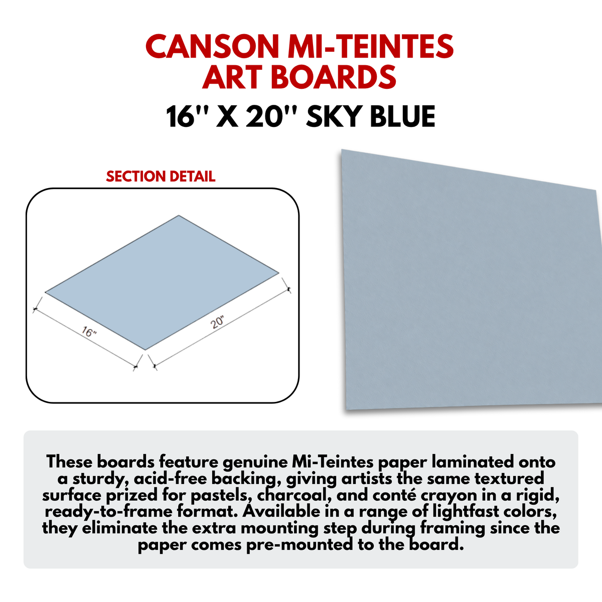 CANSON MI-TEINTES ART BOARDS - Color: SKY BLUE