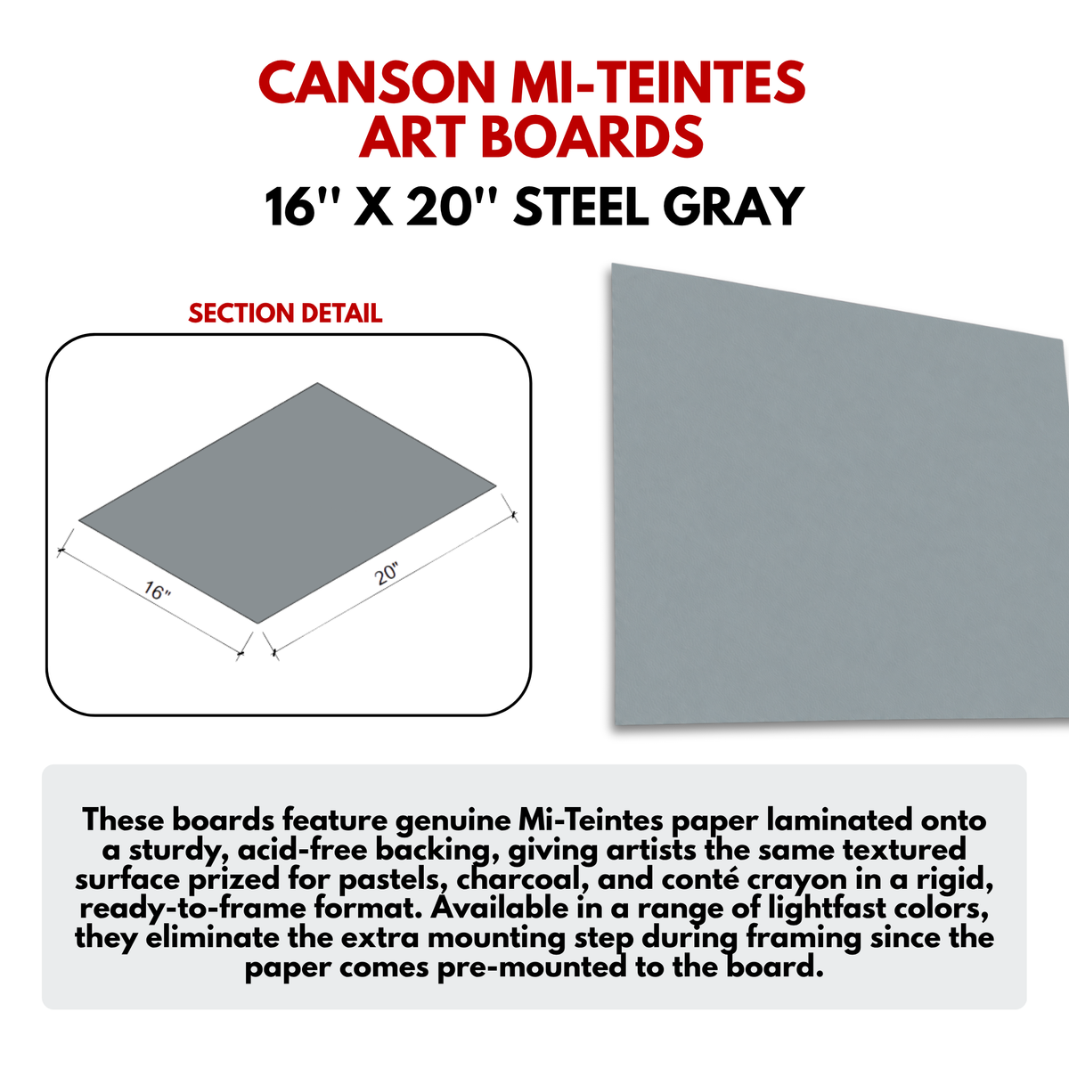 CANSON MI-TEINTES ART BOARDS - Color: STEEL GRAY