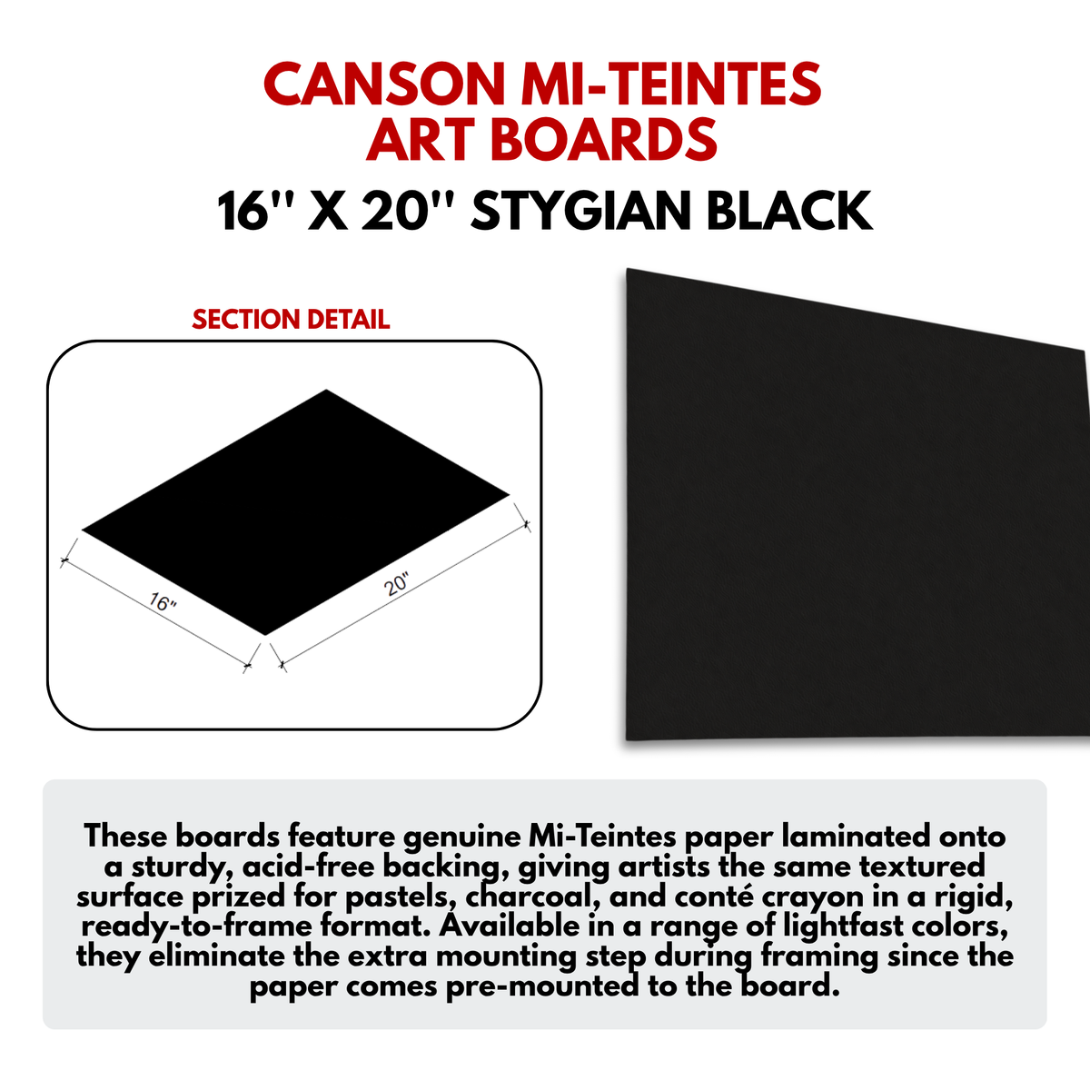 CANSON MI-TEINTES ART BOARDS - Color: STYGIAN BLACK
