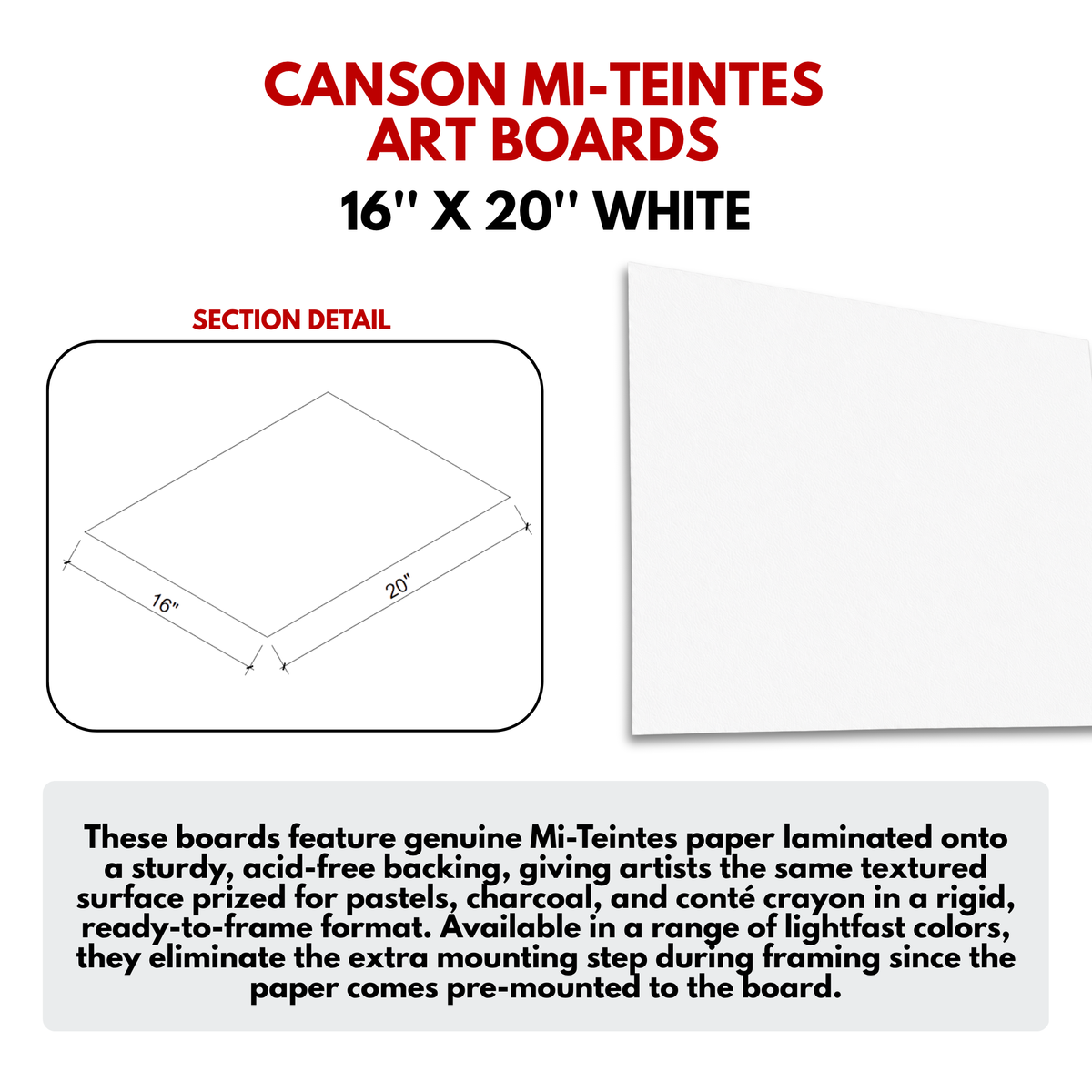 CANSON MI-TEINTES ART BOARDS - Color: WHITE