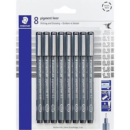 Pigment Liner Sets - Size: 8pk - 0.05, 0.1, 0.2 ,0.3 ,0.5 ,0.8 ,1.0 and 2.0 (8pk)