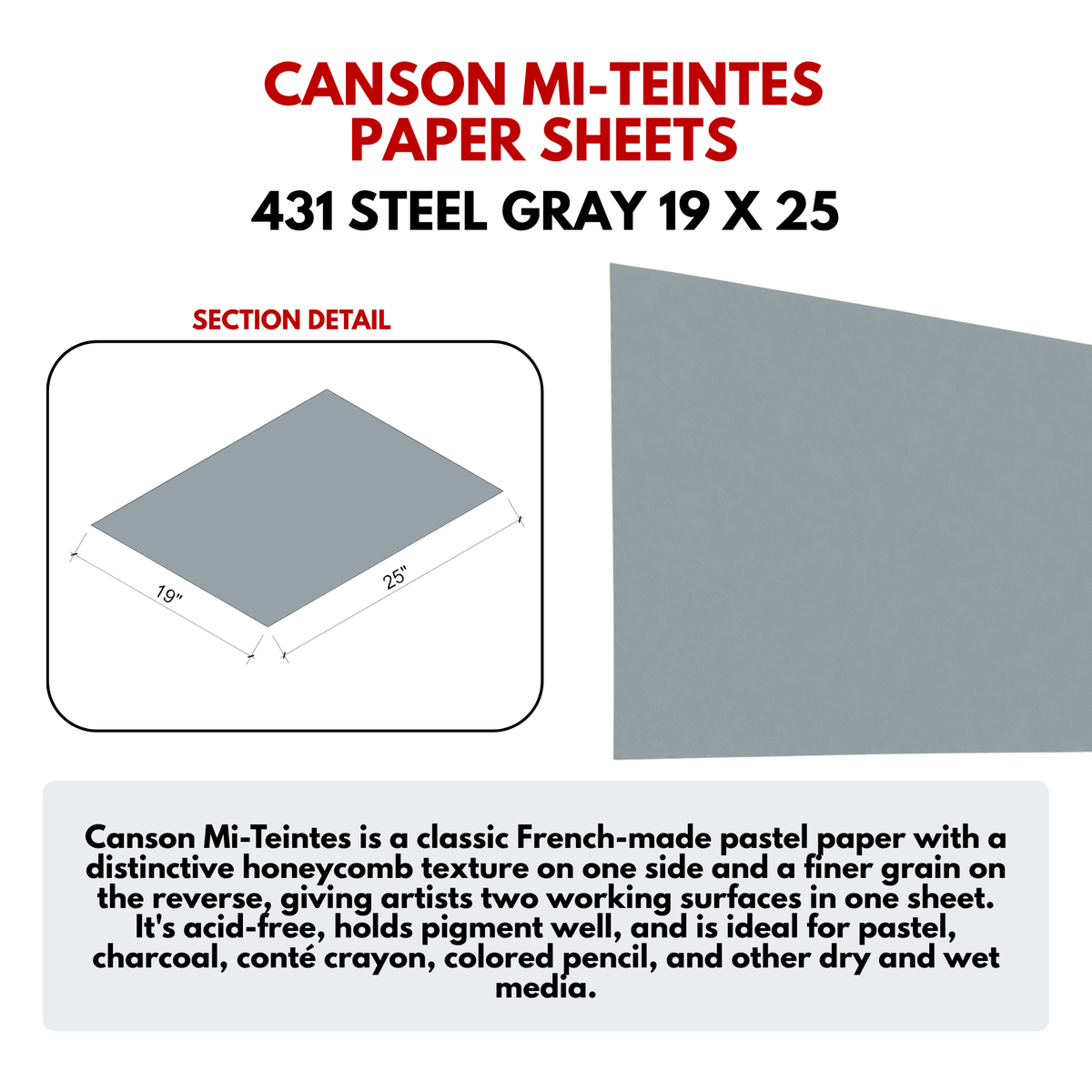 MI-TEINTES Color Paper - Color: Steel Gray