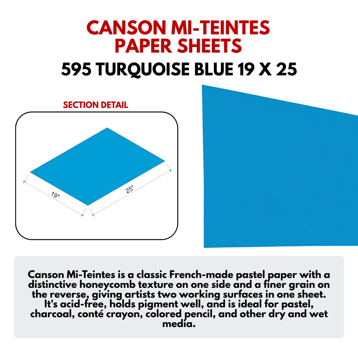 MI-TEINTES Color Paper - Color: Turquoise Blue
