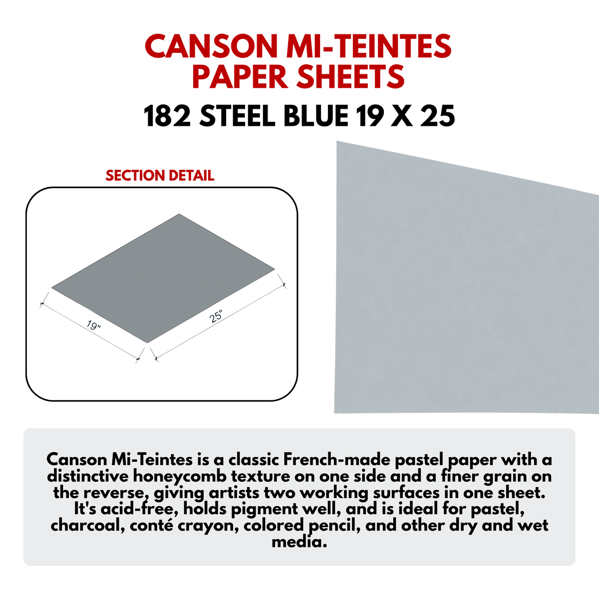MI-TEINTES Color Paper - Color: Steel Blue
