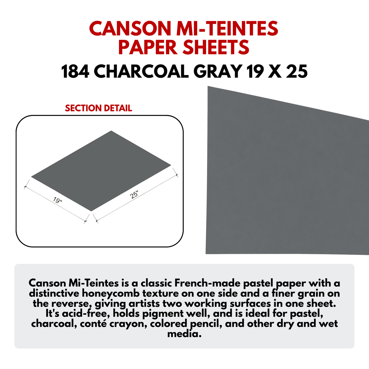 MI-TEINTES Color Paper - Color: Charcoal Gray