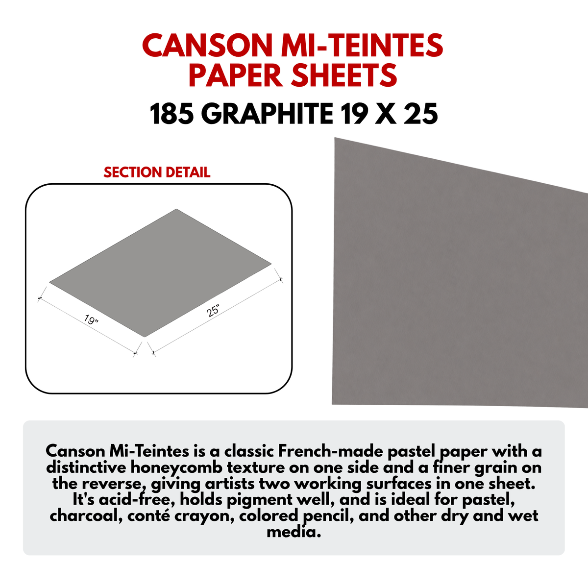 MI-TEINTES Color Paper - Color: Graphite