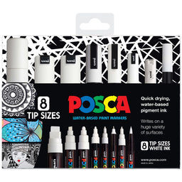 POSCA Acrylic Paint Marker 8pc Set - Whit